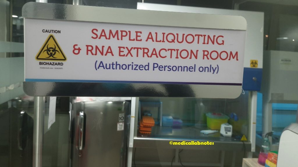 Sample Aliquoting and RNA Extration Room